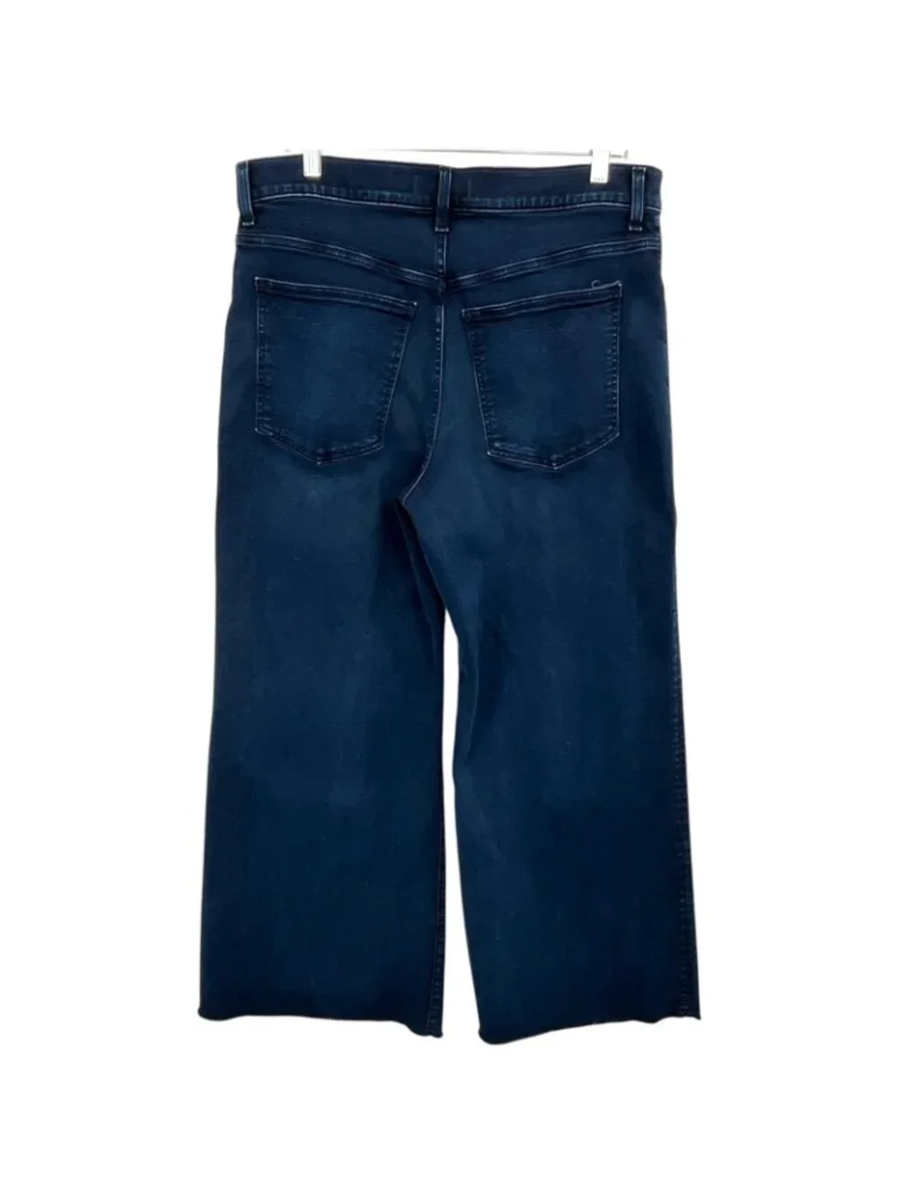 Madewell Tall Flared Wide Leg Crop Jeans Womens 32T Blue High Rise Raw Hem